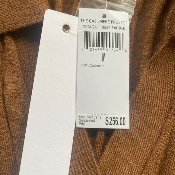 NWT The Cashmere Project Ribbed Polo Sweater in Deep Saddle, Size M - Picture 5 of 7